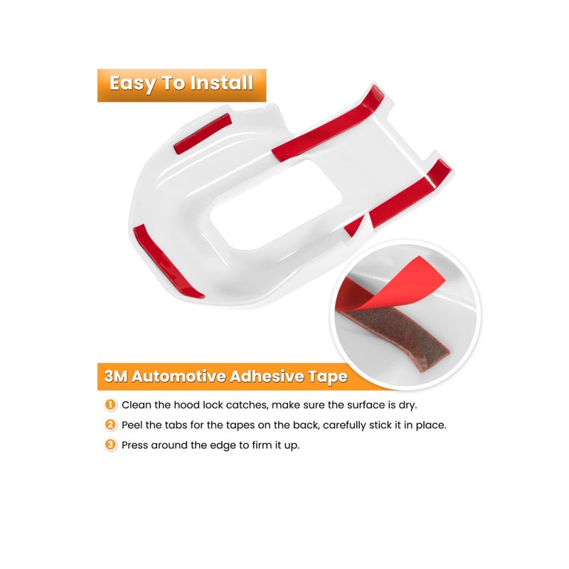 Zikra Hood Latch Lock Catch Brackets Cover for 2018-2022 Jeep Wrangler JL JLU Unlimited Sports Freedom Sahara Rubicon Gladiator JT 2-Door & 4-Door Exterior Accessories Decoration (White 2PCS) - Image 5
