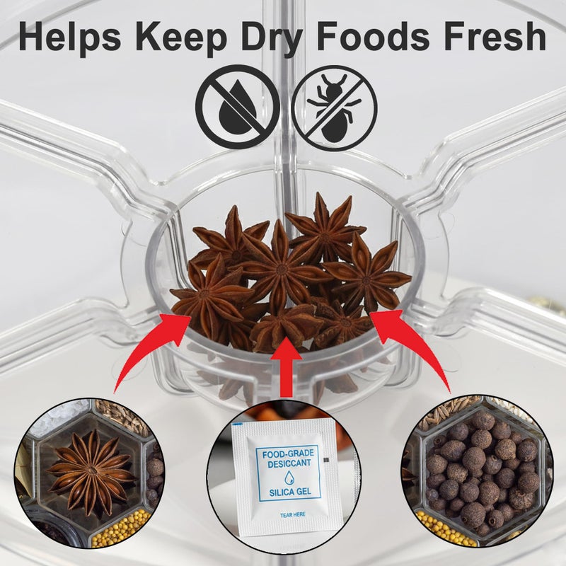 Windiboo 6-Compartment Rotating Grain Dispenser for Kitchen Pantry, One-Press Dry Food Storage Container for Rice, Beans, Oats, Cereal, Clear Multi-Section Food Organizer - Image 4