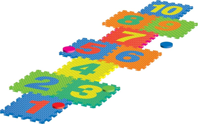 Sunta 12-inch Foam Hopscotch Set - 10 Pieces, Multi Color Educational Play Mat - Image 1