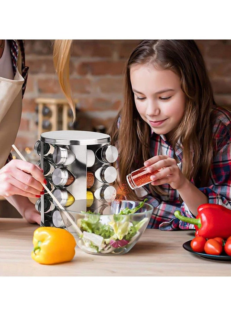 DubaiGallery Stainless Steel Bottles Rotating Spice Glass Bottle Holder Glass Bottle Glass Shelf Kitchen Storage - Image 4