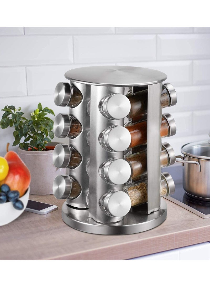 DubaiGallery Stainless Steel Bottles Rotating Spice Glass Bottle Holder Glass Bottle Glass Shelf Kitchen Storage - Image 3