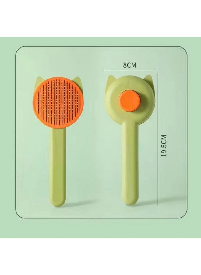 بت فرشاة القطط، فرشاة الكلاب، فرشاة القطط والكلاب ذاتية التنظيف للشعر الطويل/الشعر القصير، مشط القطط بمقبض، فرشاة للعناية بالحيوانات الأليفة لإزالة الطبقة السفلية والفراء المتساقط والأوساخ - Image 2