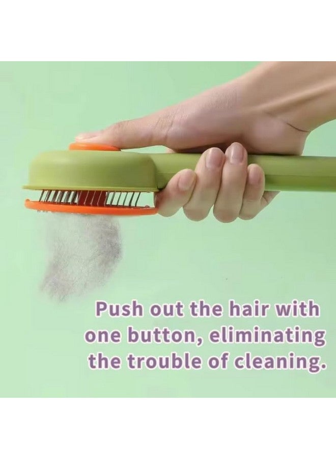 بت فرشاة القطط، فرشاة الكلاب، فرشاة القطط والكلاب ذاتية التنظيف للشعر الطويل/الشعر القصير، مشط القطط بمقبض، فرشاة للعناية بالحيوانات الأليفة لإزالة الطبقة السفلية والفراء المتساقط والأوساخ - Image 4