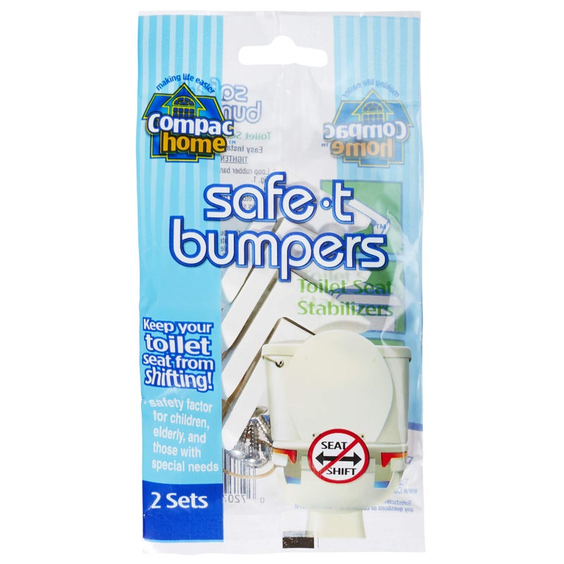 Compac Home 11220 Toilet Seat Stabilizers Safe T Bumpers Lock Place Keeps Children Elderly Disabled Safe from Slipping Off Shaking Moving or Wobbly Toilet Seat 2 Sets 1 Count Pack of 2