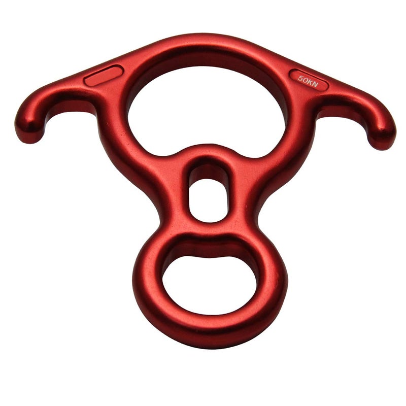 YXGOOD 50KN Rescue Figure, 8 Descender Large Bent-Ear Belaying and Rappelling Gear Belay Device Climbing for Rock Climbing Peak Rescue Aluminum Magnesium Alloy (Red) - Image 1