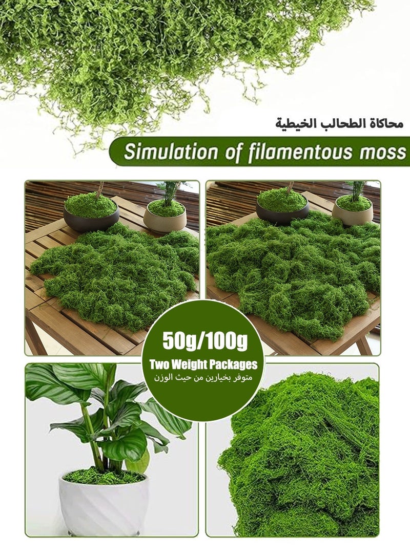 طحلب صناعي للديكور والأعمال اليدوية – طحلب أخضر صناعي واقعي لتزيين الأصص، تنسيق الزهور والمشاريع الإبداعية (50 غرام) - Image 2