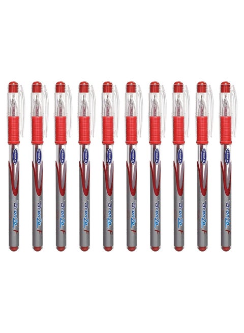 0.7mm Ballpoint Pen, Smooth Liquid Ink, Set of 10 - Red