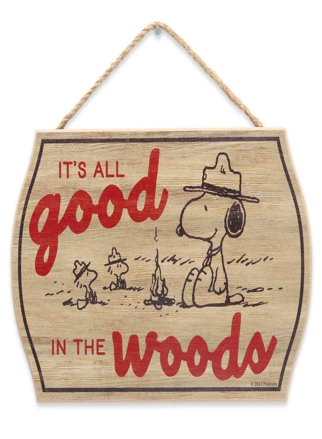 Open Road Brands Peanuts Snoopy It's All Good In the Woods Hanging Wood Wall Decor - Fun Snoopy Sign for Cabin, Lake House or Camper - Image 1