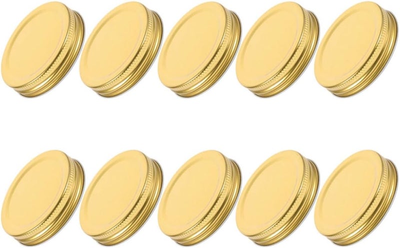 10pcs 70mm Wide Mouth Mason Jar Lids Metal Sealed Jar Covers with Airtight Leak-proof Seal for Food Storage and Kitchen Use Golden - Image 1