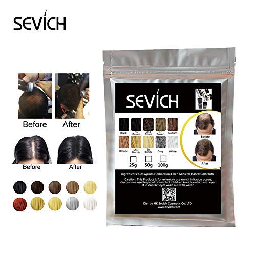 Sevich كيس إعادة تعبئة ألياف الشعر من سيفيتش - مسحوق تكثيف طبيعي أسود للشعر الرقيق للرجال والنساء - 25 جرام - عبوة من 5 - Image 2