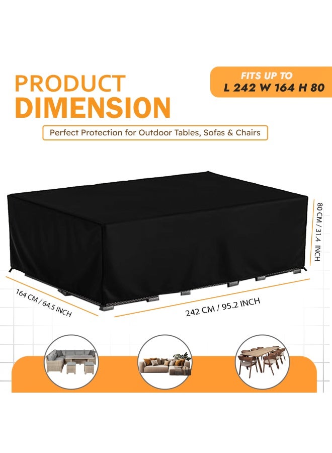TOPIFY Waterproof Garden Patio Furniture Cover Set, Upgraded 210D Heavy Duty Oxford Fabric UV Resistant Protective Covers for Square & Rectangle Table Chair Sofa Outdoor (Polyester, 242 x 164 x 80) - Image 2