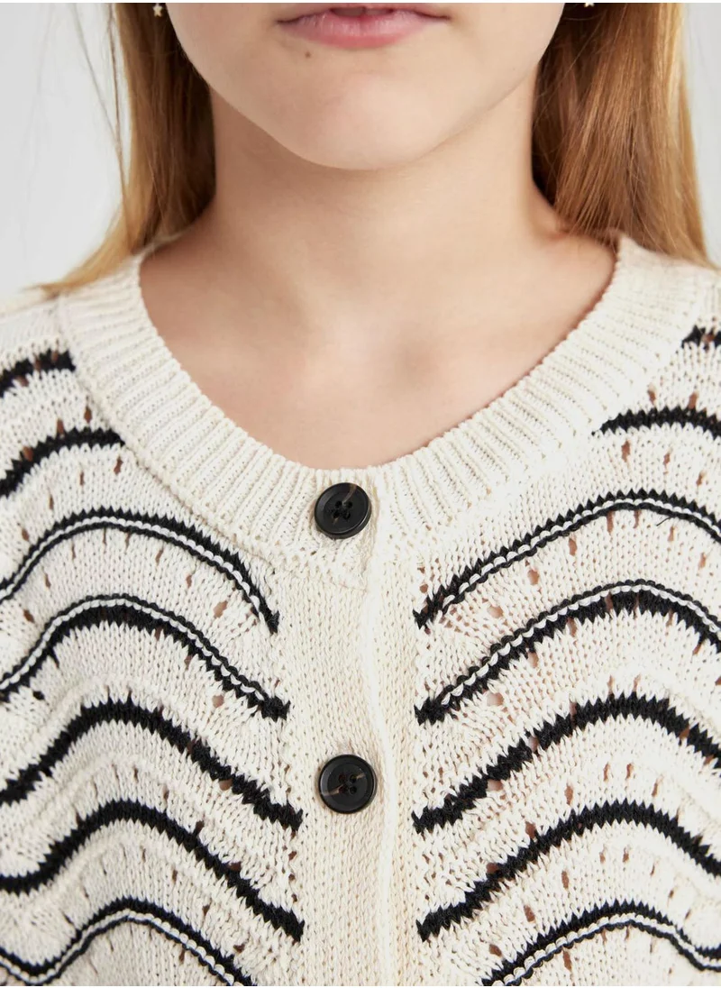 ديفاكتو Regular Fit Crew Neck Cardigan