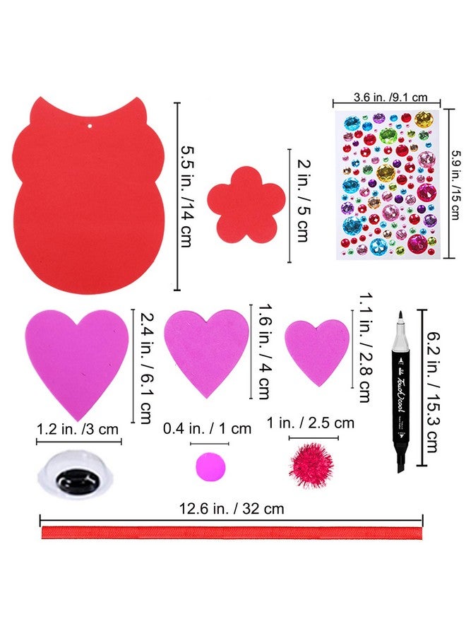 Winlyn 24 Sets Valentine Decorations DIY Heart Owl Ornaments Valentine Craft Kit Valentine Owl Art Sets Hearts Foam Valentine Stickers for Kids Valentine's Day Party Classroom Activities Gift Exchange - Image 5