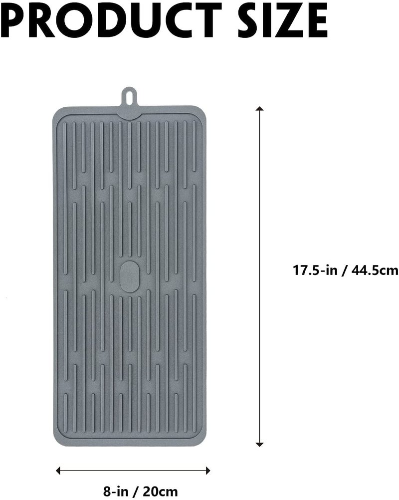 BEING CART Silicon Dish Drying Mats Works for Drying Stemware Cocktail Glasses Silverware Pots Pans Knives for Kitchen Counter Sink Bar Pads Easy to Clean 173 79 02 Grey - Image 3