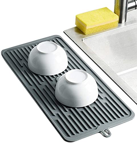 BEING CART Silicon Dish Drying Mats Works for Drying Stemware Cocktail Glasses Silverware Pots Pans Knives for Kitchen Counter Sink Bar Pads Easy to Clean 173 79 02 Grey - Image 4