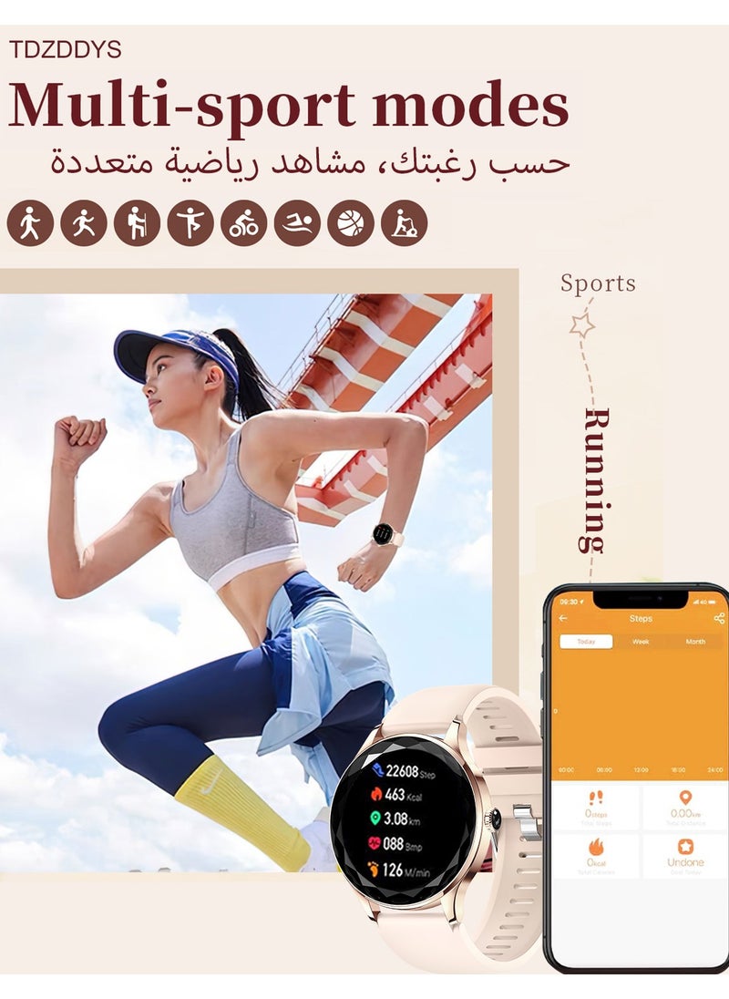 TDZDDYS ساعة ذكية نسائية TDZDDYS (الرد/الاتصال)، شاشة عرض برزم كت عالية الدقة بمقاس 1.27 بوصة، تتبع الصحة على مدار 24 ساعة، أكثر من 100 وضع رياضي، متوافقة مع هواتف iOS وAndroid  - Image 5