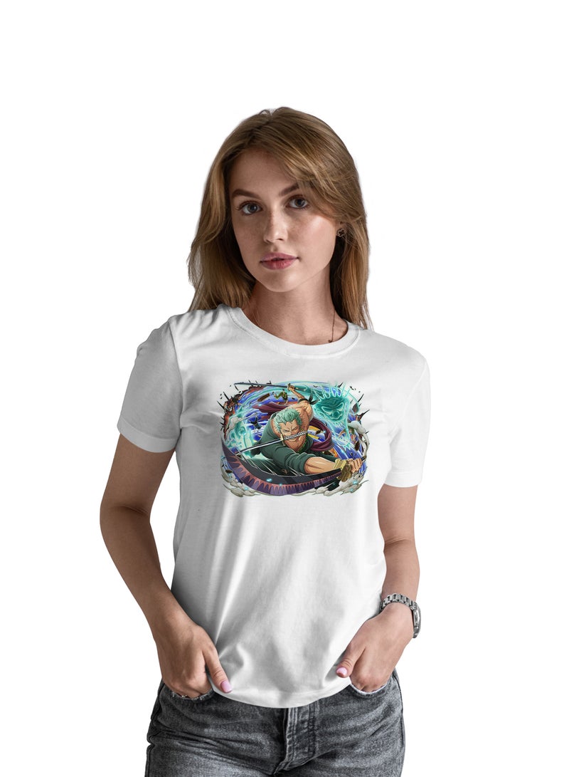 Fashion World Cotton T-shirt Printed with High-quality Anime One piece Roronoa Zoro - Image 1
