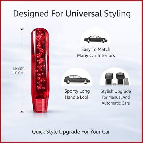 YOURKARTS.COM Gear Shift Knob Painted Crystal Bubble Styling – 10CM Sporty Handle for Manual/Automatic Cars (Red) | Glossy Interior Finish | car Accessories 2025 - Image 3