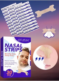 Sefudun 30Pcs Nasal Strips Breathe Nose Strips to Reduce Snoring and Relieve Nose Congestion Works Instantly to Improve Breath During Sleep Relieve Nasal Congestion Due to Colds and Allergy  - Image 1