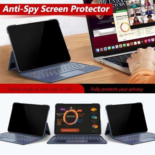 bersem Privacy Screen Protector Compatible with iPad Air 13 Inch M3 2025 / M2 2024, Anti-Spy Tempered Glass Film, EZ kit - Image 2