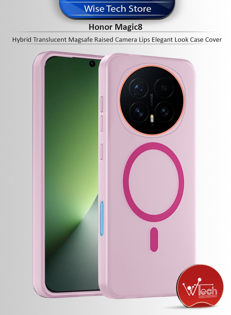 Wtech Honor Magic8 5G 2025 Hybrid Translucent Magsafe with Magnetic Charging Raised Camera Lips Elegant Look Case Cover (MCMPMN) - Baby Pink - Image 1