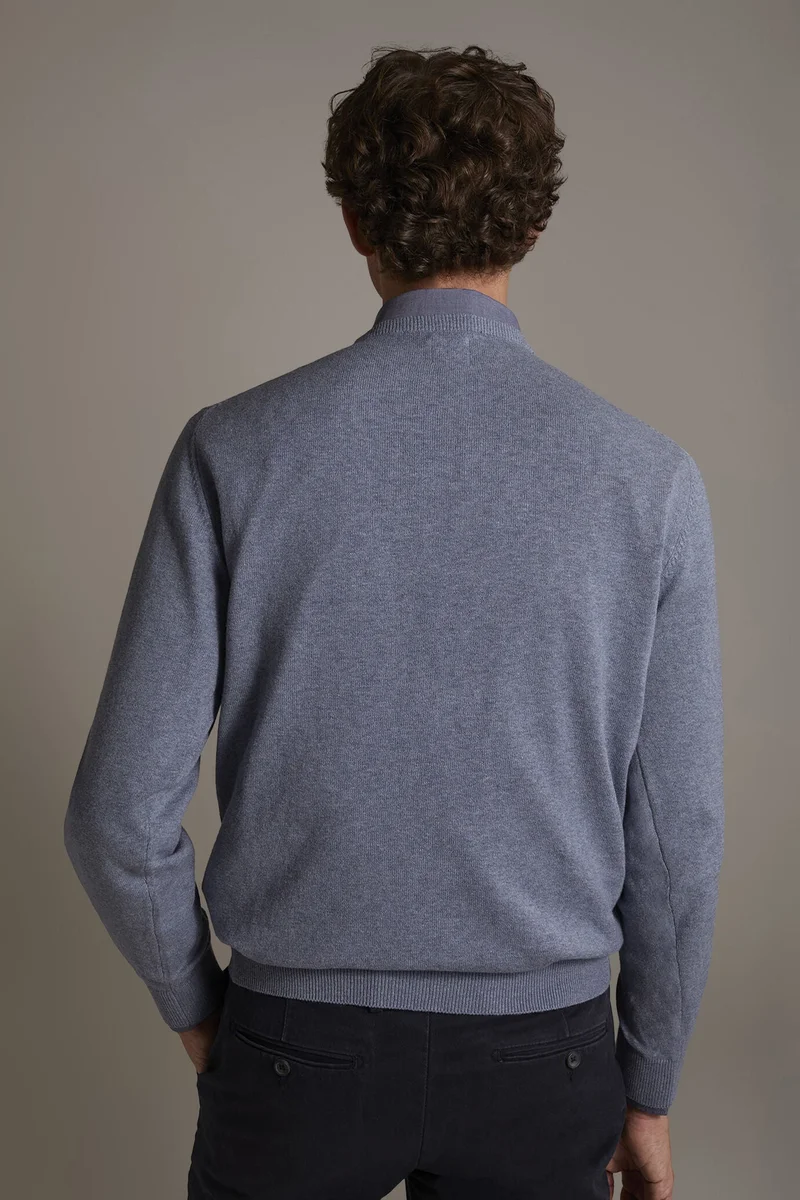 Doppelganger Grey Wool blend round neck sweater - Steel for Men | Best Price UAE