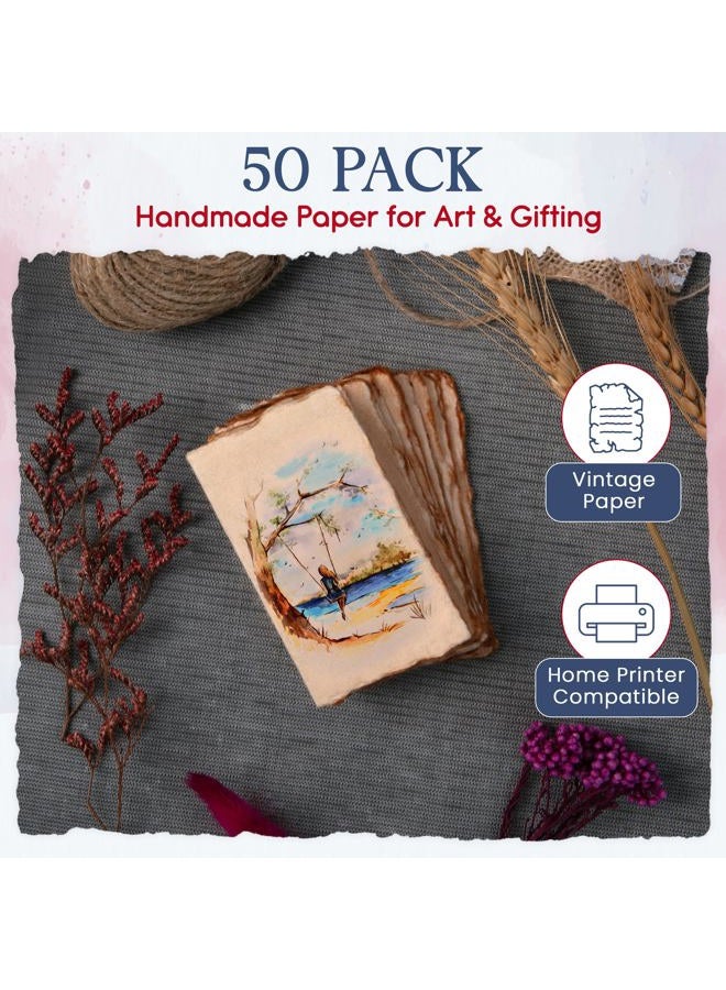 Wanderings Vintage Deckle Edge Blank Cards - 5x9 cm, Package of 50 Tent-Style Cards for Announcements, Invitations, Placesetting, Crafts - Thick 150 GSM Recycled Paper - Image 4