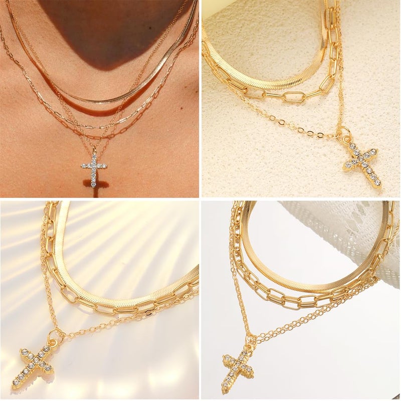 IFNODO 57pcs Gold Jewelry Set With 3 PCS Necklace, 12 PCS Bracelet,20pcs Hoop Stud Earrings,22pcs rings set For Women For Birthday Gifts (gold color-57) - Image 4