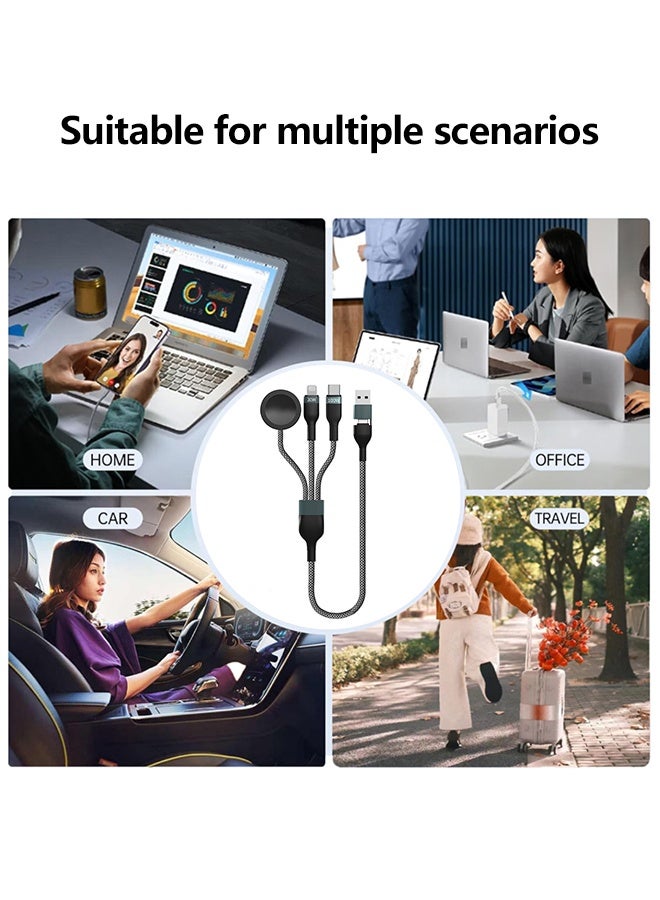 TSYO 3 in 2 Multi Charging Cable for iPhone & iWatch, 4Ft Magnetic Wireless Apple Watch Charger USB C Cable Universal Travel Charger Nylon Braided for iWatch Ultra/SE/9-1/ & iPhone 16-11 - Image 5