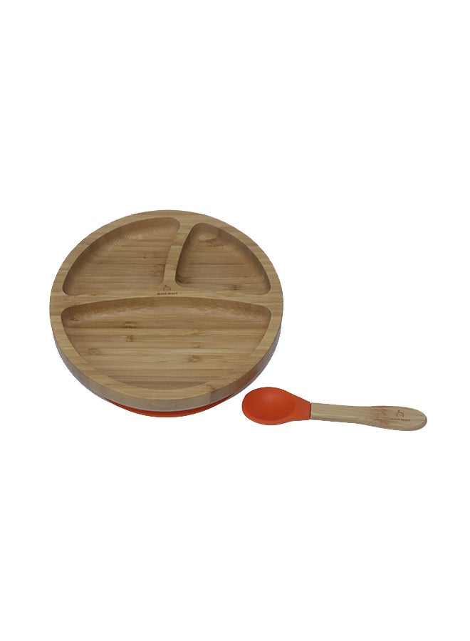 Mori Mori Round Plate With Spoon And Silicone Suction - Orange - Image 3
