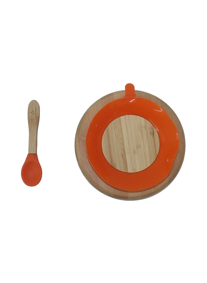 Round Plate With Spoon And Silicone Suction - Orange - pzsku/Z62CAC6AE58E29150812AZ/45/_/1695645327/ff9b7c1d-79e8-463a-b25e-61051fe54146