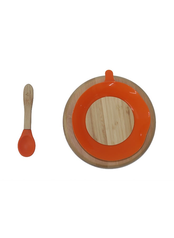 Mori Mori Round Plate With Spoon And Silicone Suction - Orange - Image 4