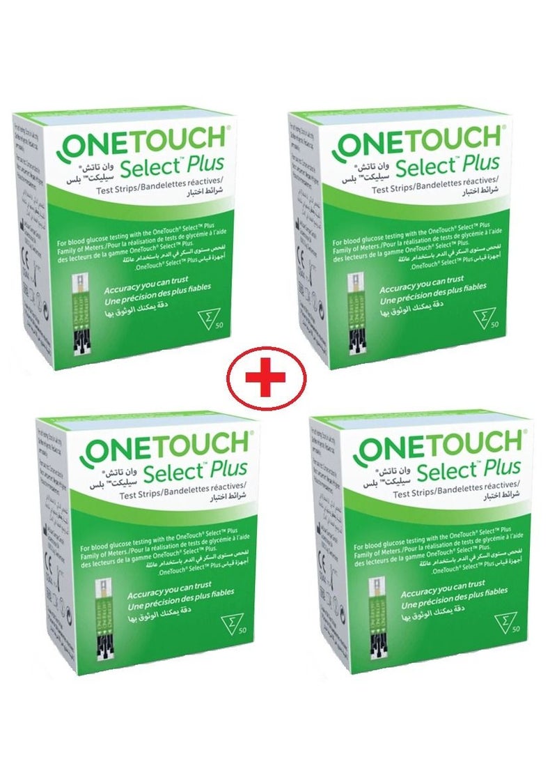 ONETOUCH 4 pack Of Select Plus Blood Glucose Test Strips 50 Piece  - Image 1