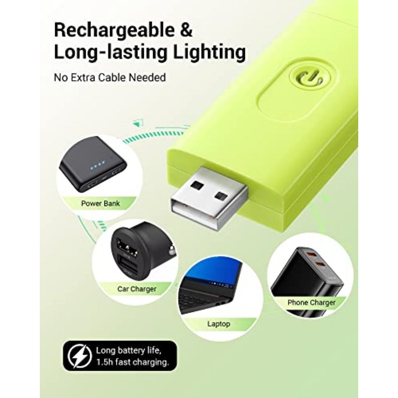 مصباح قراءة الكتاب قابل لإعادة الشحن عبر USB، مصباح قراءة ليلي للقراءة في الليل، مصباح تعليق LED لقراءة الكتب لعشاق القراءة، فلتر الضوء الأزرق، ضوء كهرماني و دافئ، إضاءة مرنة بزوايا مختلفة، خفيف ومضغوط، للسفر بالطائرة والقطار والسيارة - Image 3