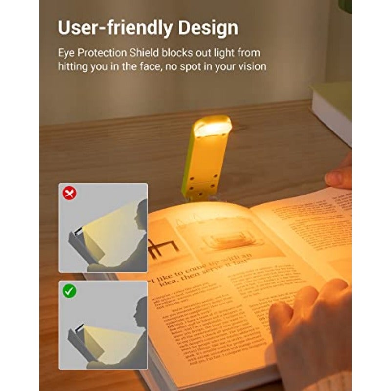 مصباح قراءة الكتاب قابل لإعادة الشحن عبر USB، مصباح قراءة ليلي للقراءة في الليل، مصباح تعليق LED لقراءة الكتب لعشاق القراءة، فلتر الضوء الأزرق، ضوء كهرماني و دافئ، إضاءة مرنة بزوايا مختلفة، خفيف ومضغوط، للسفر بالطائرة والقطار والسيارة - Image 5