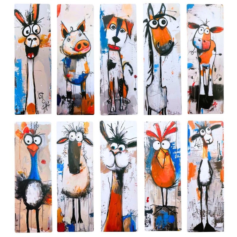 YJ PREMIUMS Farm Animals Bookmarks 10PC Cute Markers for Reading Women Teacher Gift Set Fun Cool Book Lover End of Year Student Gifts Bulk Graduation Ideas Library Supplies Reading Strips Classroom Must Haves - Image 1