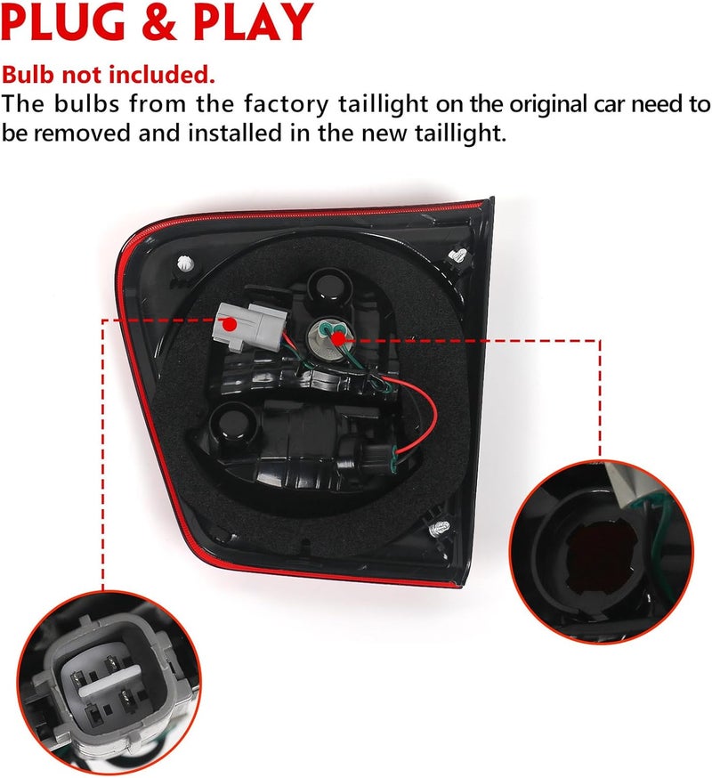 Huray Inner Tail Light Assembly for Toyota Sequoia 2008-2017 - OE Rear Lamp Replacement Inner Left (Driver Side) - Image 2