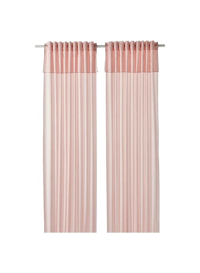 erorex Curtains, 1 pair, pale pink pink/with heading tape, 145x300 cm - Image 1