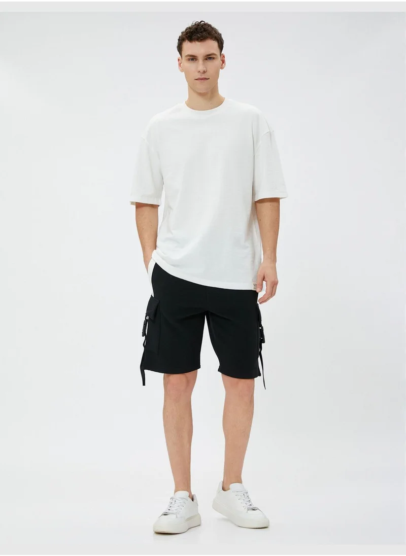 كوتون Cargo Shorts Pockets Button Ribbed Color Contrast