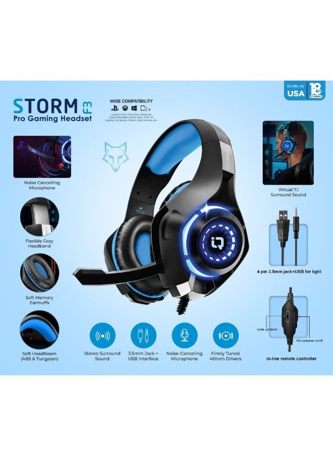IQ TOUCH IQ TOUCH Wired PRO Gaming Headset with Microphone, Noise Reduction Earpads, Adjustable Headband, Remote Controller, 3.5mm Input Jack, Gaming Headphones Compatible with PS5, PS4, Smart Phone, Laptop  - Image 3