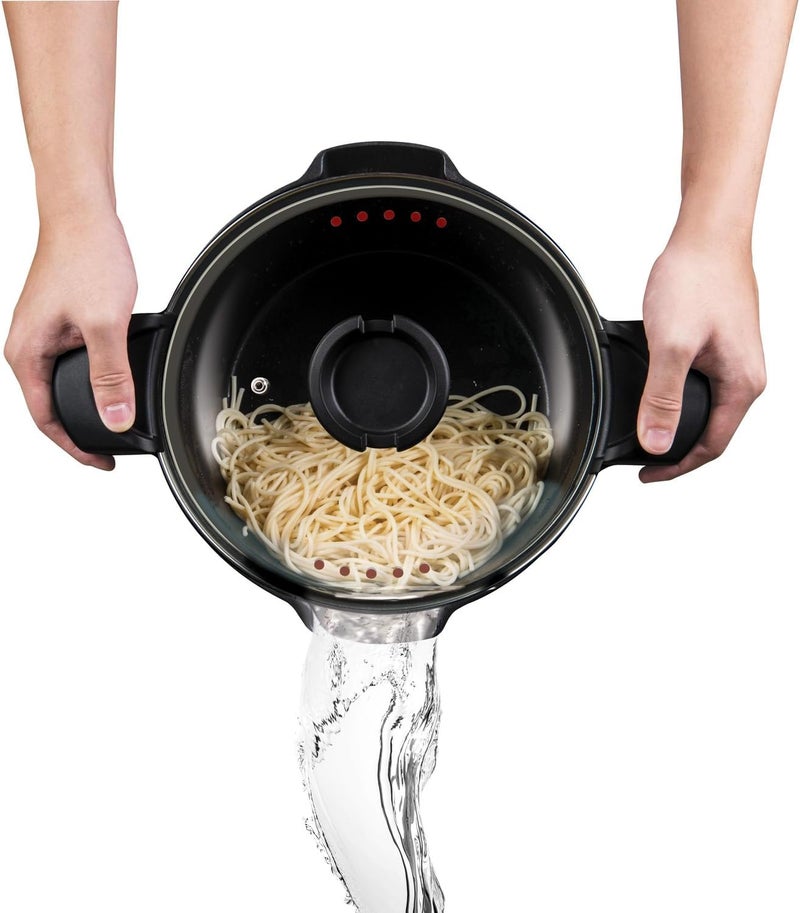Master Pan 5 QT. Non-Stick Stock N’ Pasta Pot w/Locking Handles and Easy Pour Strainer, 9” - Image 3
