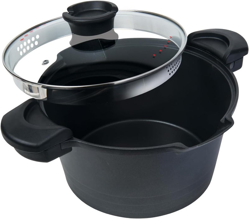 Master Pan 5 QT. Non-Stick Stock N’ Pasta Pot w/Locking Handles and Easy Pour Strainer, 9” - Image 2