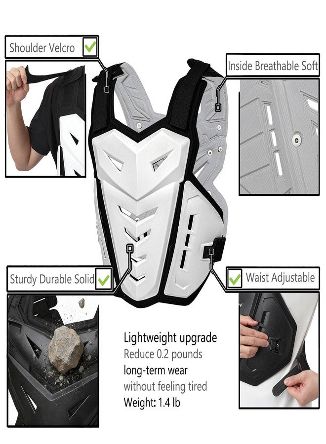 بيتا سترة واقية للجسم من PETA للدراجات النارية، مناسبة لركوب الدراجات الترابية، وسباقات الطرق الوعرة، وركوب الدراجات، والتزلج، وسباقات الدراجات النارية، للبالغين والأطفال، لحماية الصدر والجسم، وسباقات الدراجات النارية في الشوارع، وحماية الظهر للرجال - أبيض، أبيض، 46 - Image 3