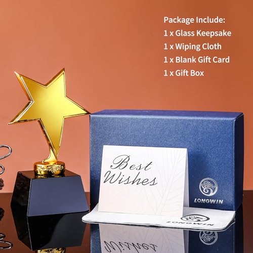 LONGWIN Crystal Gold Star Trophy Award for Adults, Blank Winner Participation Funny Trophy for Sports Events/Competition - Image 5
