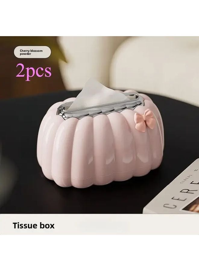 Cream Pink Nordic Pumpkin Tissue Box Storage For Living Room Desktop - Image 1