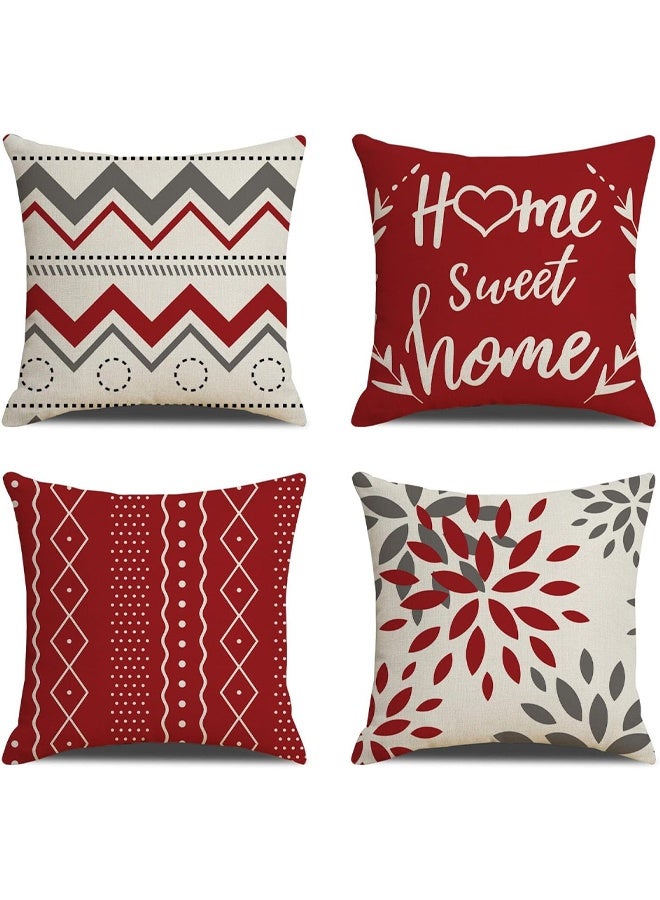 DUNISO Set of 4 Throw Cushion Covers, Home Sweet Home Eucalyptus Leaves Throw Pillow Covers , Spring Summer Seasonal Decorations For Outdoor Patio Garden Blench Living Room Sofa Farmhouse Decor ，45 * 45cm - Image 1