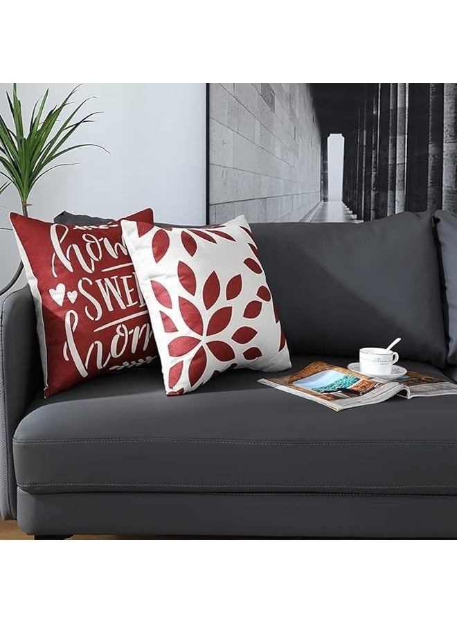 DUNISO Set of 4 Throw Cushion Covers, Home Sweet Home Eucalyptus Leaves Throw Pillow Covers , Spring Summer Seasonal Decorations For Outdoor Patio Garden Blench Living Room Sofa Farmhouse Decor ，45 * 45cm - Image 2