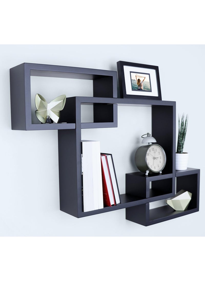 Cube Floating Shelves 3 Square Interlocking Decorative Wall Shelf Geometric Box Shelves for Living Room Bedroom Bathroom