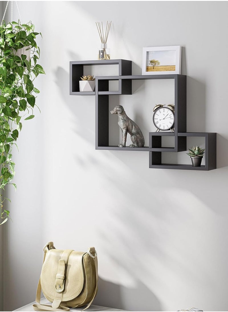 Roman Gifts Cube Floating Shelves 3 Square Interlocking Decorative Wall Shelf Geometric Box Shelves for Living Room Bedroom Bathroom  - Image 1