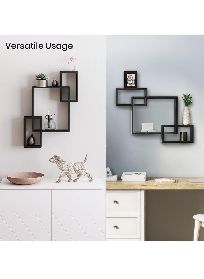 Roman Gifts Cube Floating Shelves 3 Square Interlocking Decorative Wall Shelf Geometric Box Shelves for Living Room Bedroom Bathroom  - Image 4